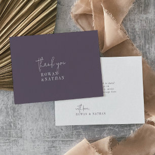 Carte De Remerciements Moderne Chic Plat Violet Prune Mariage