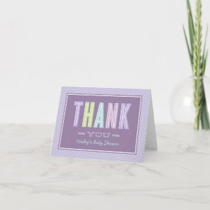 Carte De Remerciements Moderne Chic Type Lavande Purple Girl Baby shower