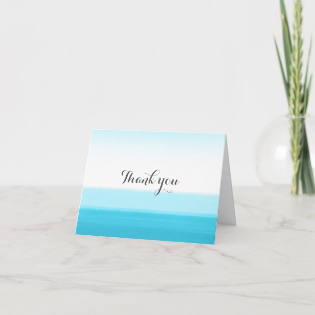 Carte de remerciements moderne d'aquarelle bleue (Devant)