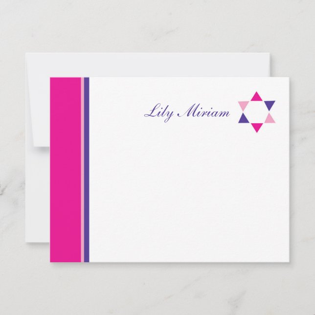 Carte de remerciements moderne de bat mitzvah (Devant)