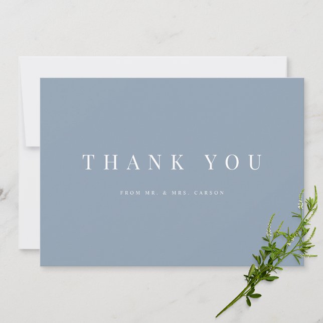 Carte de remerciements moderne Dusty Blue Mariage (Créateur téléchargé)
