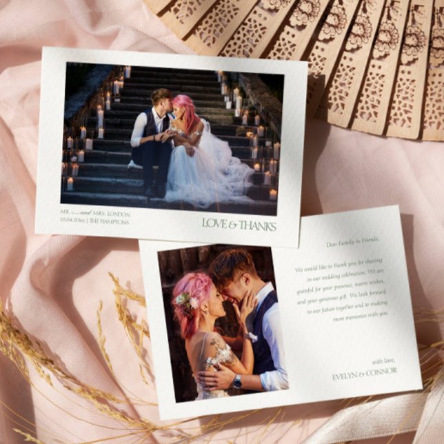 Carte De Remerciements Moderne Elegant 2 Photos Typographie message Maria (Créateur téléchargé)