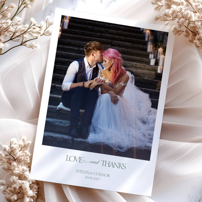 Carte De Remerciements Moderne Elegant 2 Photos Typographie message Maria (Créateur téléchargé)