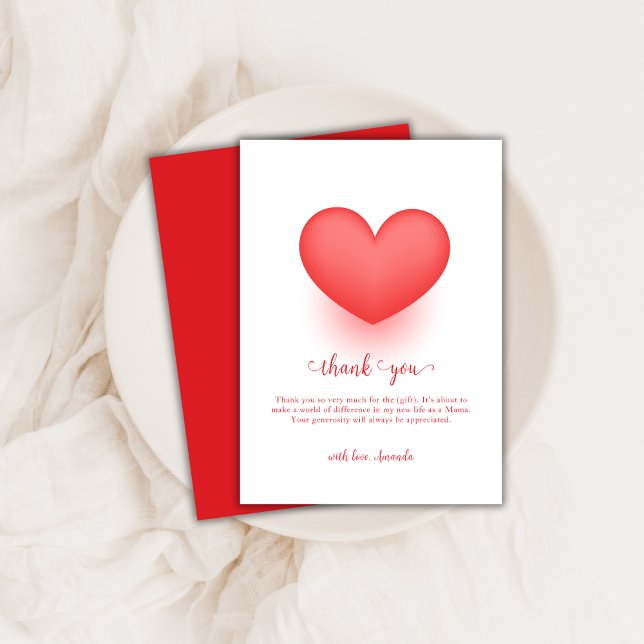 Carte De Remerciements Moderne Elegant Baby shower Saint-Valentin (Modern Elegant Sweetheart Valentine Baby Shower Thank You Card)