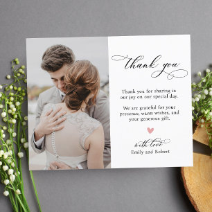 Carte De Remerciements Moderne Élégant Calligraphie Script Mariage photo