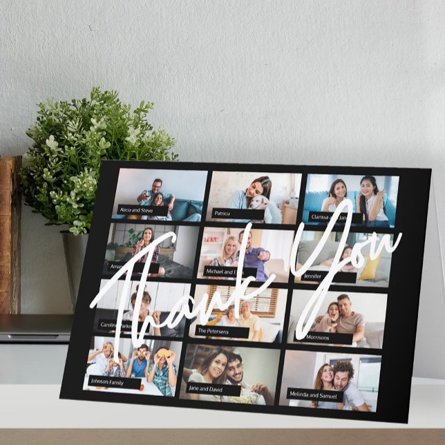 Carte De Remerciements Moderne élégant collage photo fête virtuelle en li (Créateur téléchargé)