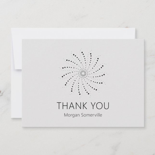 Carte De Remerciements Moderne Élégant Point Spirale Gris (Devant)