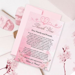 Carte De Remerciements Moderne Elégant rose pâle floraison en Bliss migno