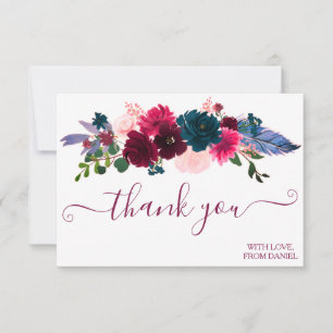 Carte De Remerciements Moderne Élégant Script Simple Unique Floral Tendan
