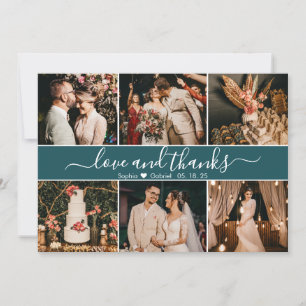 Carte De Remerciements Moderne Elégant Turquoise Green Typographie Photo