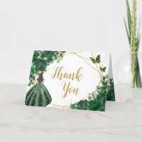 Moderne Emerald Green Floral Princess Quinceañera