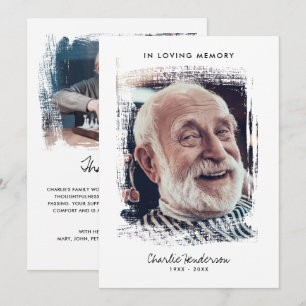 Carte De Remerciements Moderne et élégant 2 photo peinte deuil/remise de 