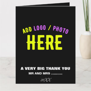 CARTE DE REMERCIEMENTS MODERNE ET MODERNE PERSONNALISABLE NOIR VÉRIFIÉ
