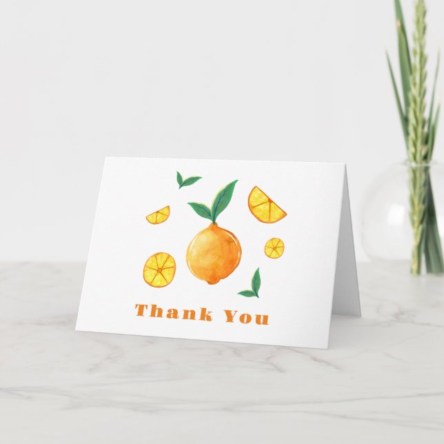 Carte De Remerciements Moderne Hello Baby Citrus Orange Farm Baby shower (Devant)