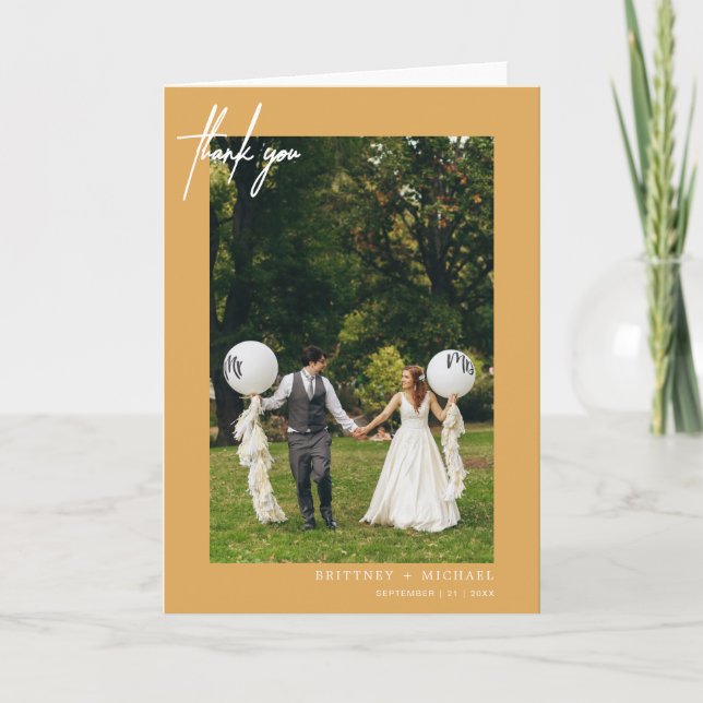 Carte De Remerciements Moderne jaune écrit à la main (Devant)