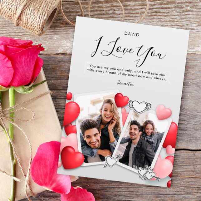 Carte De Remerciements Moderne Je t'aime Photo Holiday Card (Créateur téléchargé)