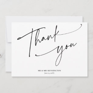 Carte De Remerciements Moderne Mariage Photo Calligraphie Simple Écriture