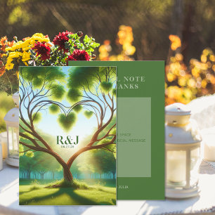 Carte de remerciements moderne Mariage vert