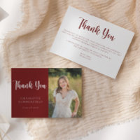 Carte de remerciements moderne Maroon White Gradua