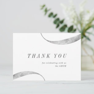 Carte De Remerciements Moderne minimaliste classe de faux feuille d'argen