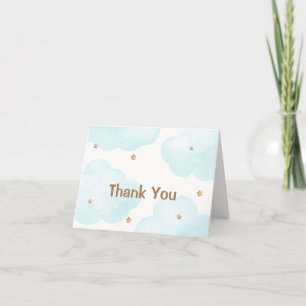 Carte De Remerciements Moderne minimaliste Nuage Neuf Étoiles Baby shower