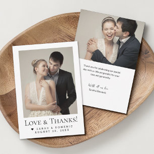 Carte De Remerciements Moderne Minimaliste Photo Mariage Amour & Remercie