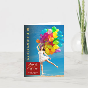 Carte De Remerciements Moderne minimaliste Simple Carré Photo Graduation