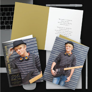 Carte De Remerciements Moderne minimaliste Simple Carré Photo Graduation