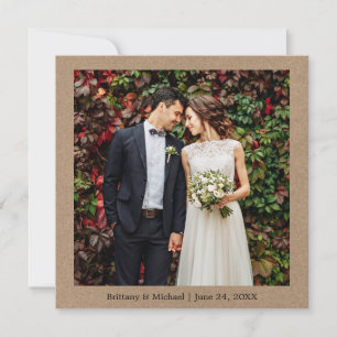 Carte De Remerciements Moderne minimaliste simple Mariage photo Kraft