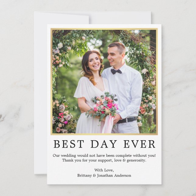 Carte De Remerciements Moderne minimaliste simple photo Meilleur Jour jam (Devant)