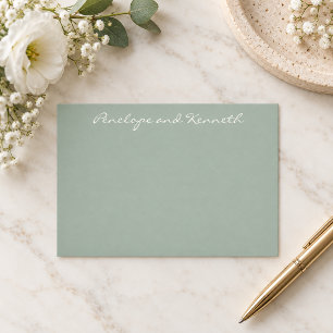Carte De Remerciements Moderne Minimaliste Vert Sauge Simple Cursive