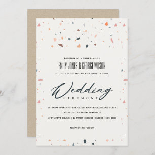 CARTE DE REMERCIEMENTS MODERNE MULTI COULEUR TERRAZZO MOTIF MARIAGE INVIT