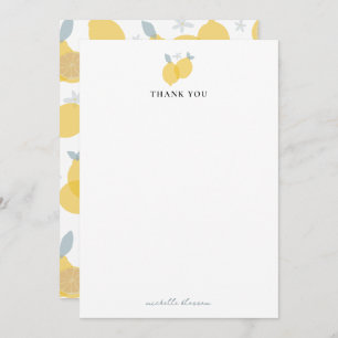 Carte De Remerciements Moderne Pastel Citrus Lemons Motif Nom personnalis