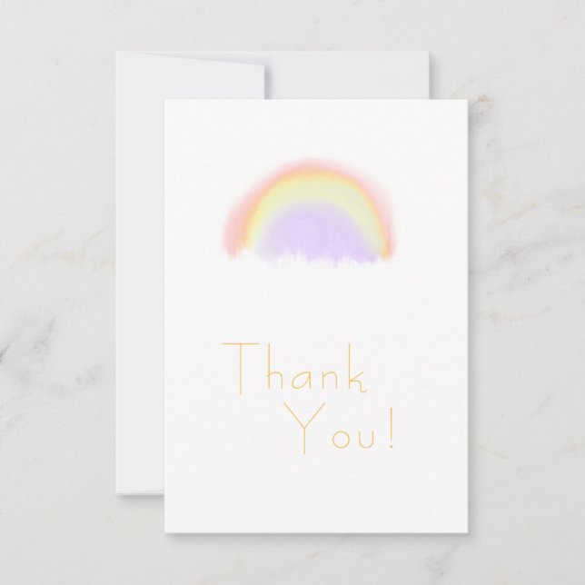 Carte De Remerciements Moderne pastel orange aquarelle arc-en-ciel (Devant)