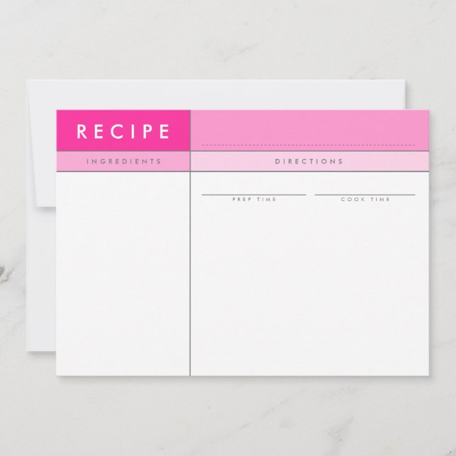 Carte De Remerciements MODERNE RECEPE CARD organisateur bloc minimal rose (Devant)