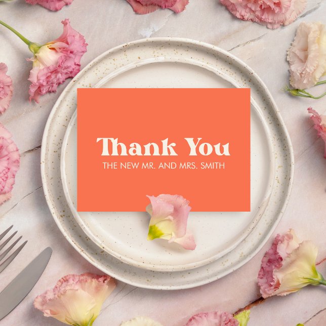 Carte De Remerciements Moderne Retro Bold & Mariage chic (Bold & Chic Modern Retro Wedding Thank you Card)