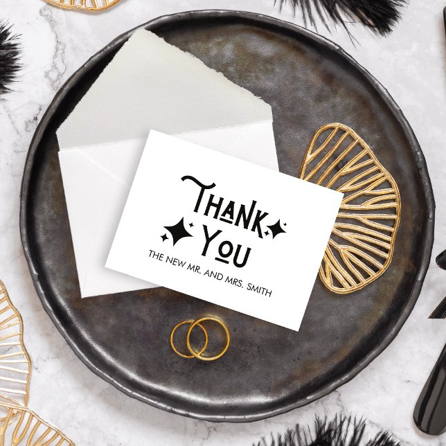 Carte De Remerciements Moderne Rien De Fancy Just Love Mariage (Modern Black and White Nothing Fancy Just Love Wedding Thank you Card)