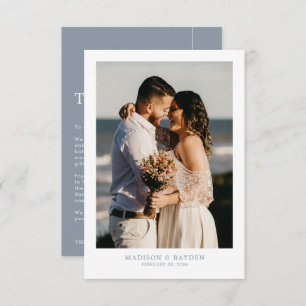 Carte De Remerciements Moderne Simple Dusty Blue avec Mariage photo