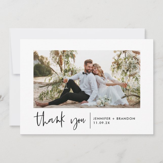 Carte de remerciements moderne simple | Mariage ph (Devant)