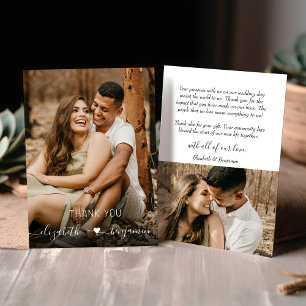 Carte De Remerciements Moderne Simple minimaliste Coeur avec Mariage phot