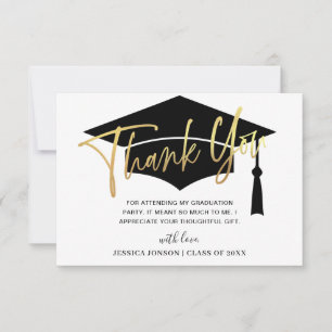 Carte De Remerciements Moderne Simple Minimaliste Golden Navy Graduation