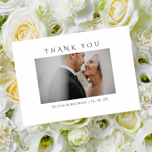 Carte De Remerciements Moderne Simple Photo Élégante Typographie Mariage