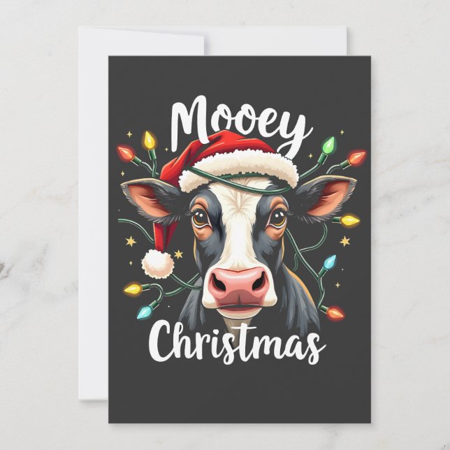 Carte De Remerciements Moey Noël Funny Xmas Vache Amateurs de bétail (Devant)