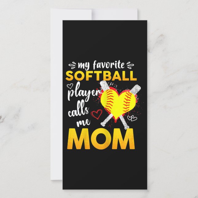 Carte De Remerciements Mon Joueur De Softball Favori M'Appelle Maman (Devant)