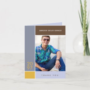 Carte De Remerciements Mondrian Simple Color Blocks Graduation Photo