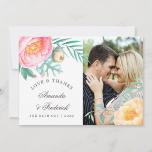 Carte De Remerciements Monnaie tropicale Mariage d'été Floral