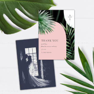 Carte De Remerciements Monogram Arches Mariage tropical Photo