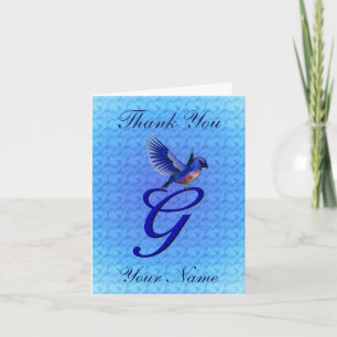 Carte De Remerciements Monogramme Bluebird Initiale G Personnalisé