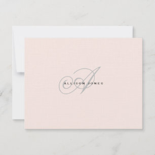 Carte De Remerciements Monogramme Blush rose et gris plat