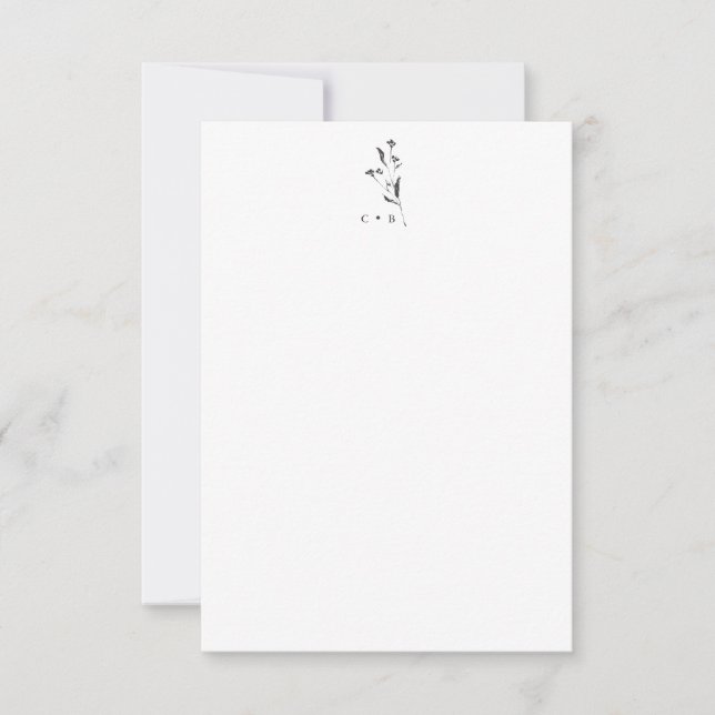 Carte De Remerciements Monogramme botanique simple Mariage boho minimal (Devant)